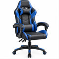 Cadeira Gaming Ergonómica Reclinável Preta e Azul em PU, 66 x 66 x 122-132 cm