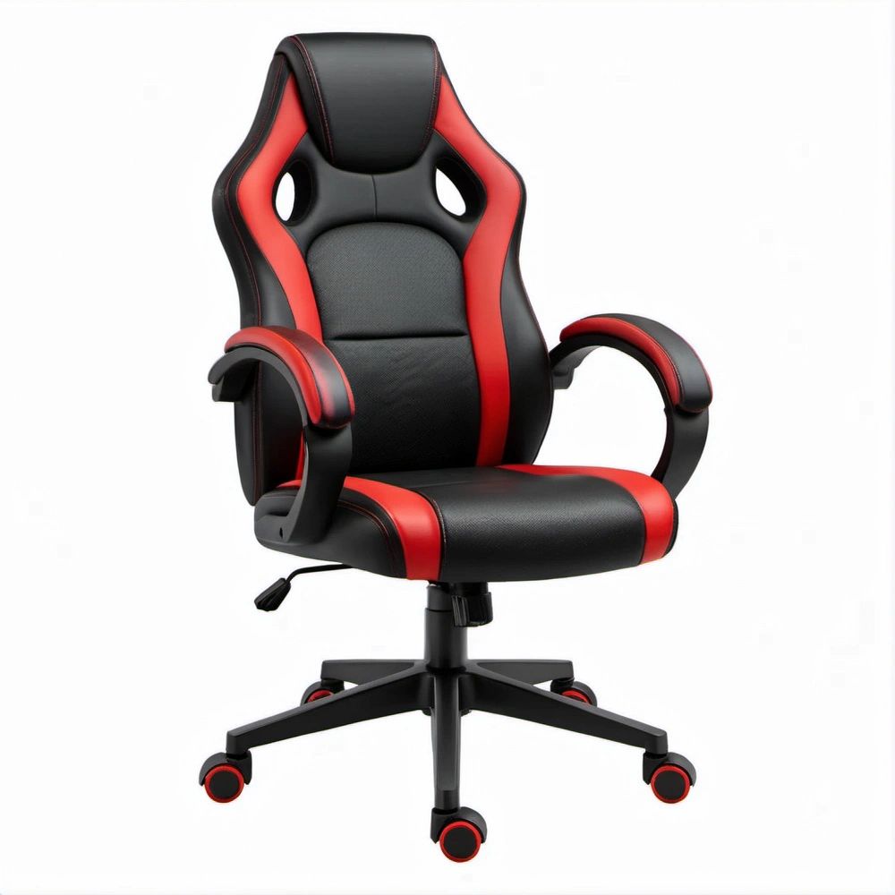 Cadeira Gaming Ergonómica Preta e Vermelha em Pele Sintética PU 62 x 65 x 110-120 cm