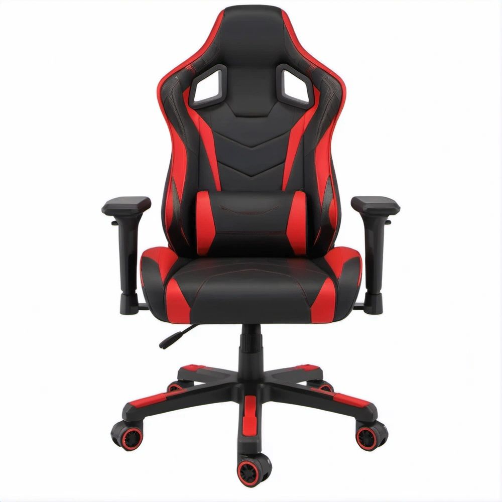 Cadeira Gaming Ergonómica Preta e Vermelha em Pele Sintética PU, 66 x 70 x 124–134 cm
