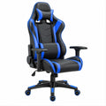 Cadeira Gaming Ergonómica Reclinável Preta e Azul em PU, 65 x 63 x 122-132 cm