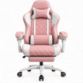 Cadeira Gaming Reclinável Rosa e Branca em Pele Sintética PU 66 x 65 x 124-134 cm com Apoio para os Pés