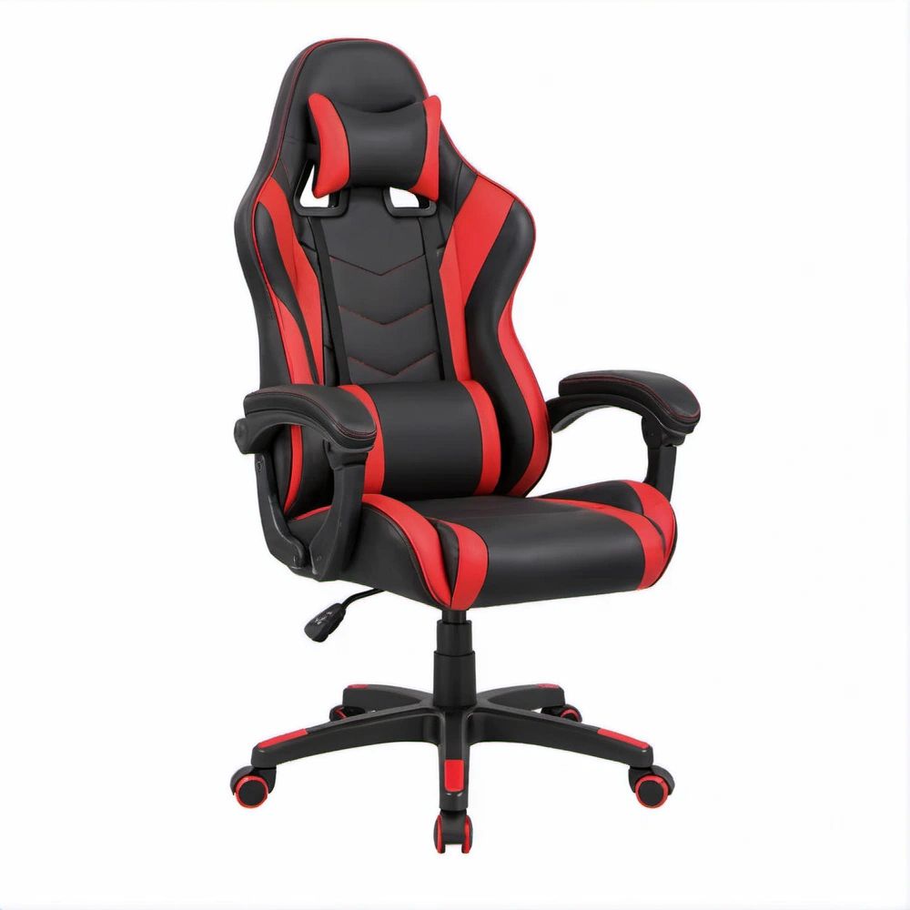 Cadeira Gaming Ergonómica de Encosto Alto em PU Preto e Vermelho 66 x 66 x 112-122 cm