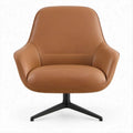 Poltrona Lounge Giratória Castanha em Pele Sintética PU com Base em Aço 80 x 76 x 88 cm
