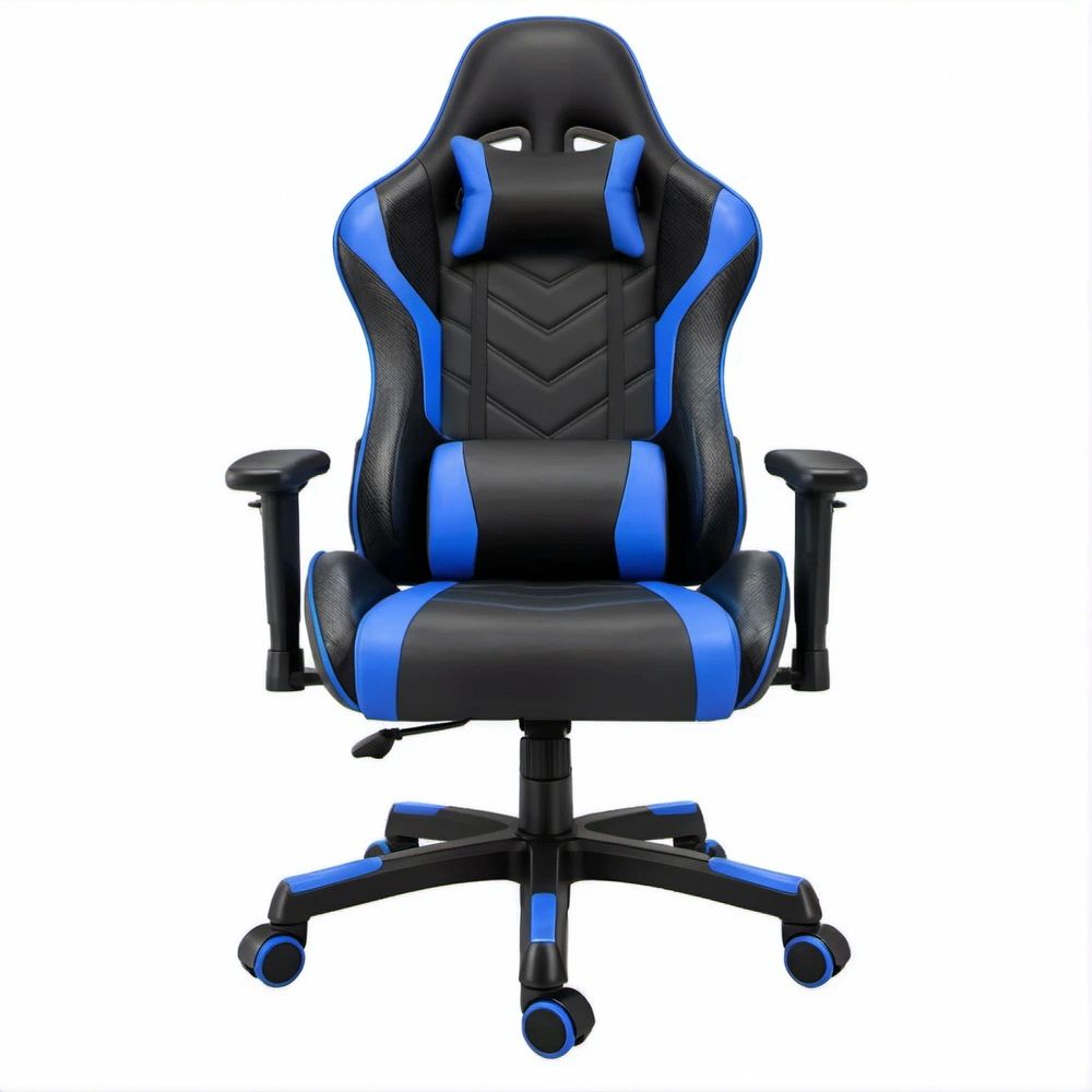 Cadeira de Gaming Ergonómica Preta e Azul em Pele Sintética PU, 66 x 50 x 112-122 cm