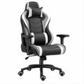 Cadeira Gaming Reclinável em Pele Sintética PU Preta e Branca, 68 x 68 x 122-132 cm