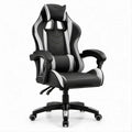 Cadeira Ergonómica Reclinável Preta e Branca em Pele Sintética PU, 65 x 65 x 118-128 cm
