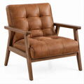 Poltrona Lounge Castanha em Poliuretano e Madeira Maciça, 76 x 82 x 92 cm